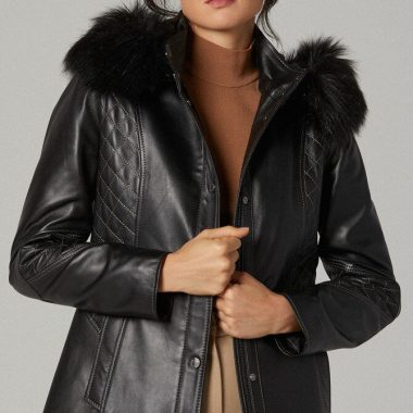 Premium Quality Fur Hoodie Sheepskin Leather Jacket For Women Women Leather Coat Style Jacket