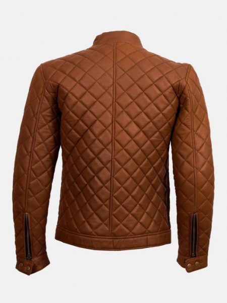 Quilted Biker Leather Jacket Men’s Slim Fit Jacket design back