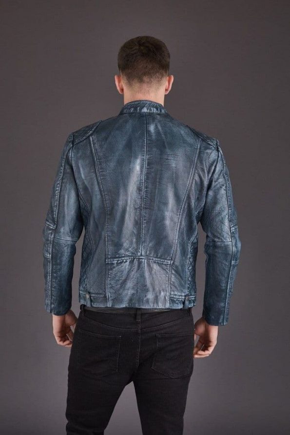 Quilted Vintage Biker Premium Leather Jacket For Men back