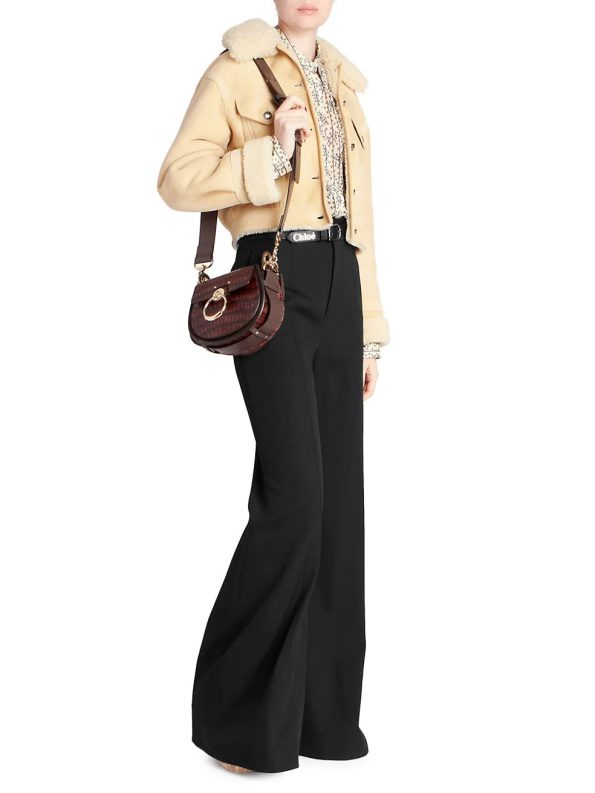 Real Suede Cropped Shearling Jacket For Women side pose