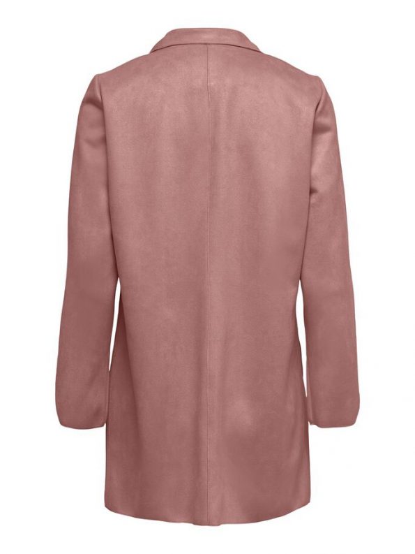 SUEDE REAL LEATHER COAT IN ASH ROSE COLOR FOR WOMEN BACK