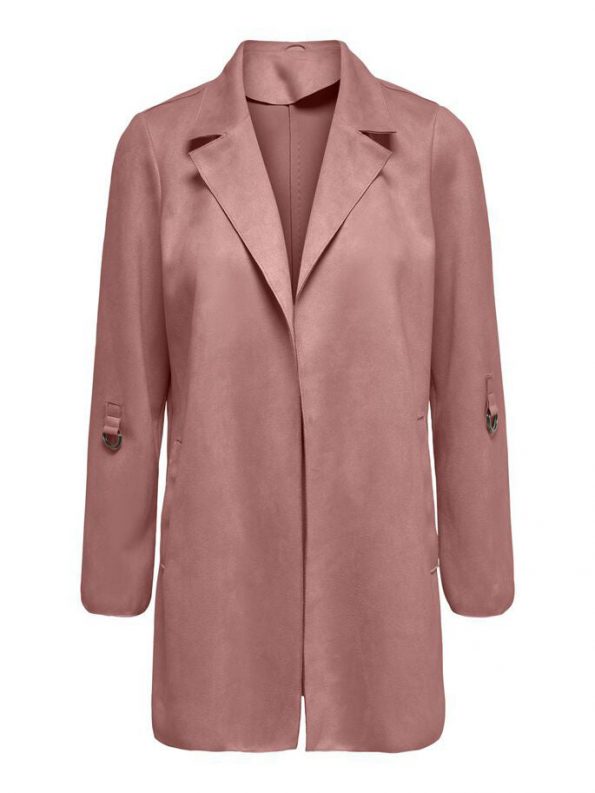 SUEDE REAL LEATHER COAT IN ASH ROSE COLOR FOR WOMEN FRONT