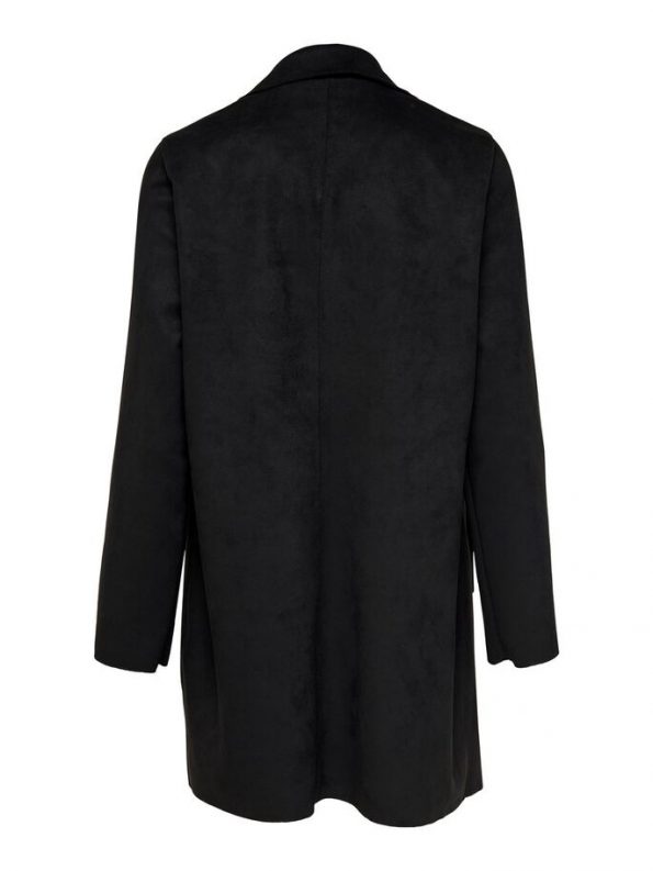 SUEDE REAL LEATHER COAT IN BLACK COLOR FOR WOMEN BACK