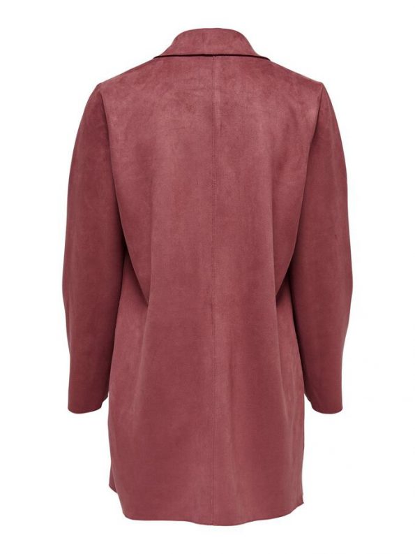 SUEDE REAL LEATHER COAT IN RED COLOR FOR WOMEN BACK