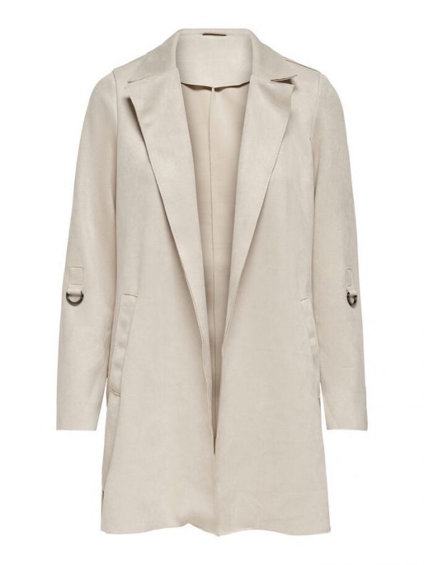 SUEDE REAL LEATHER COAT IN WHITE COLOR FOR WOMEN FRONT