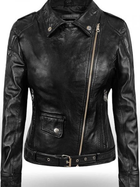 Sarah Connor Terminator Genisys Leather Jacket Close zip