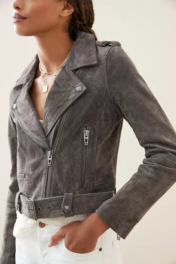 Suede Moto Jacket For Women Stylish Biker Leather Jacket in 2022 style