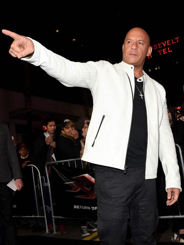 Vin Diesel White Leather Jacket for Men