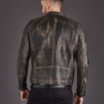 Vintage Style Biker Leather Jacket For Men open zip