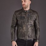 Vintage Style Biker Leather Jacket For Men open zip