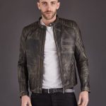 Vintage Style Biker Leather Jacket For Men open zip