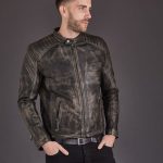 Vintage Style Biker Leather Jacket For Men open zip