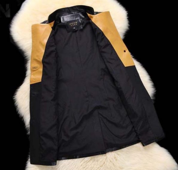 Woman Leather Overcoat Sheepskin Winter Long Slim Leather Coat Brown collar