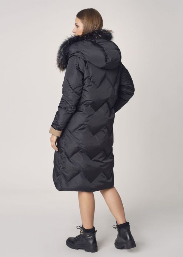 Women Reversible Fur Hood Jacket For Winter back