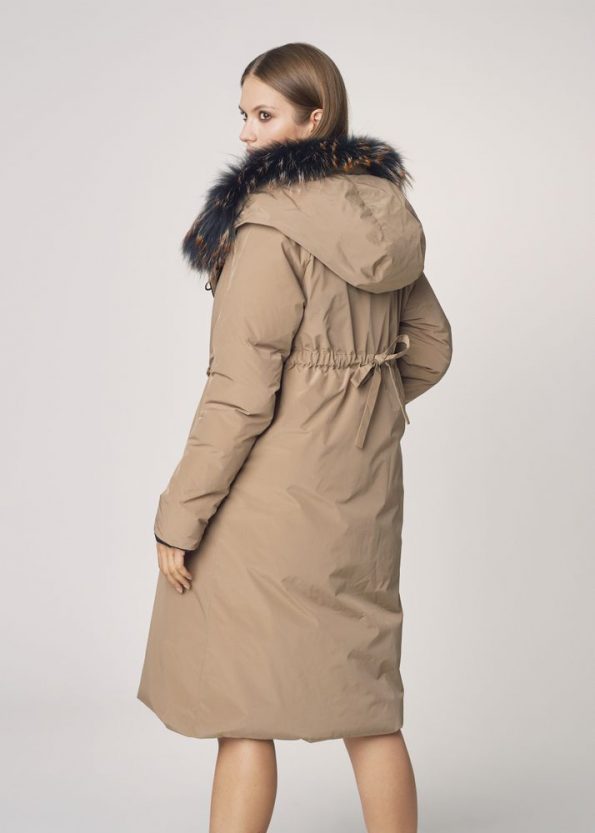 Women Reversible Fur Hood Jacket For Winter reverse style back