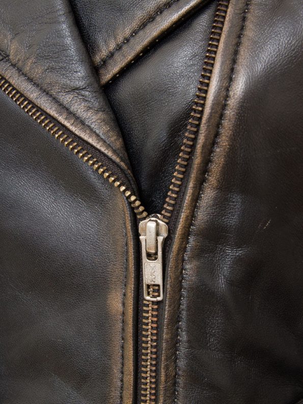 Vintage Leather Biker Jacket For Women Zip