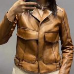 Big Pockets Womens Biker Genuine Leather Jacket